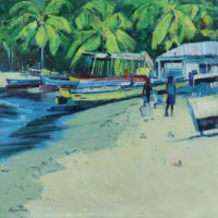 Caribbean_Fishing Village St Lucia 30 x 30
