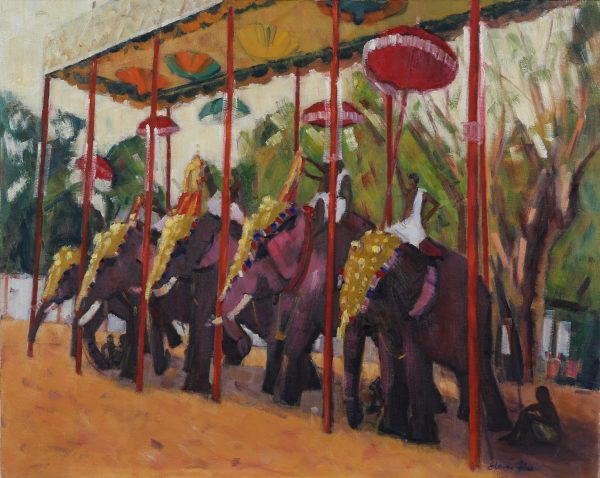 India_Elephants on parade, Kerala 24 x 30