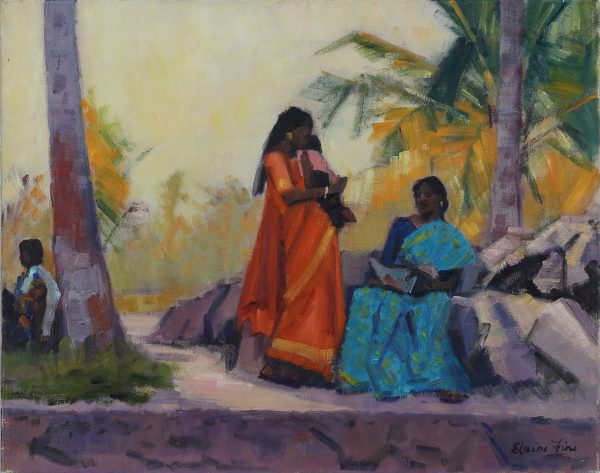 India_Waiting for the boat,backwaters, Kerala 20 x 16