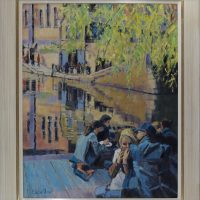 London_Relaxing on the banks of Camden Lock 30 x 24