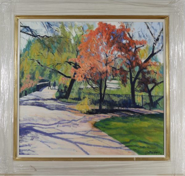 UK_Crossing the bridge, Waterlow Park. 26 x 28