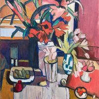 still life vases and fruits 18 x 22