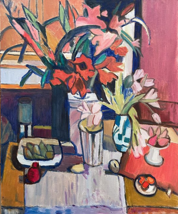 still life vases and fruits 18 x 22